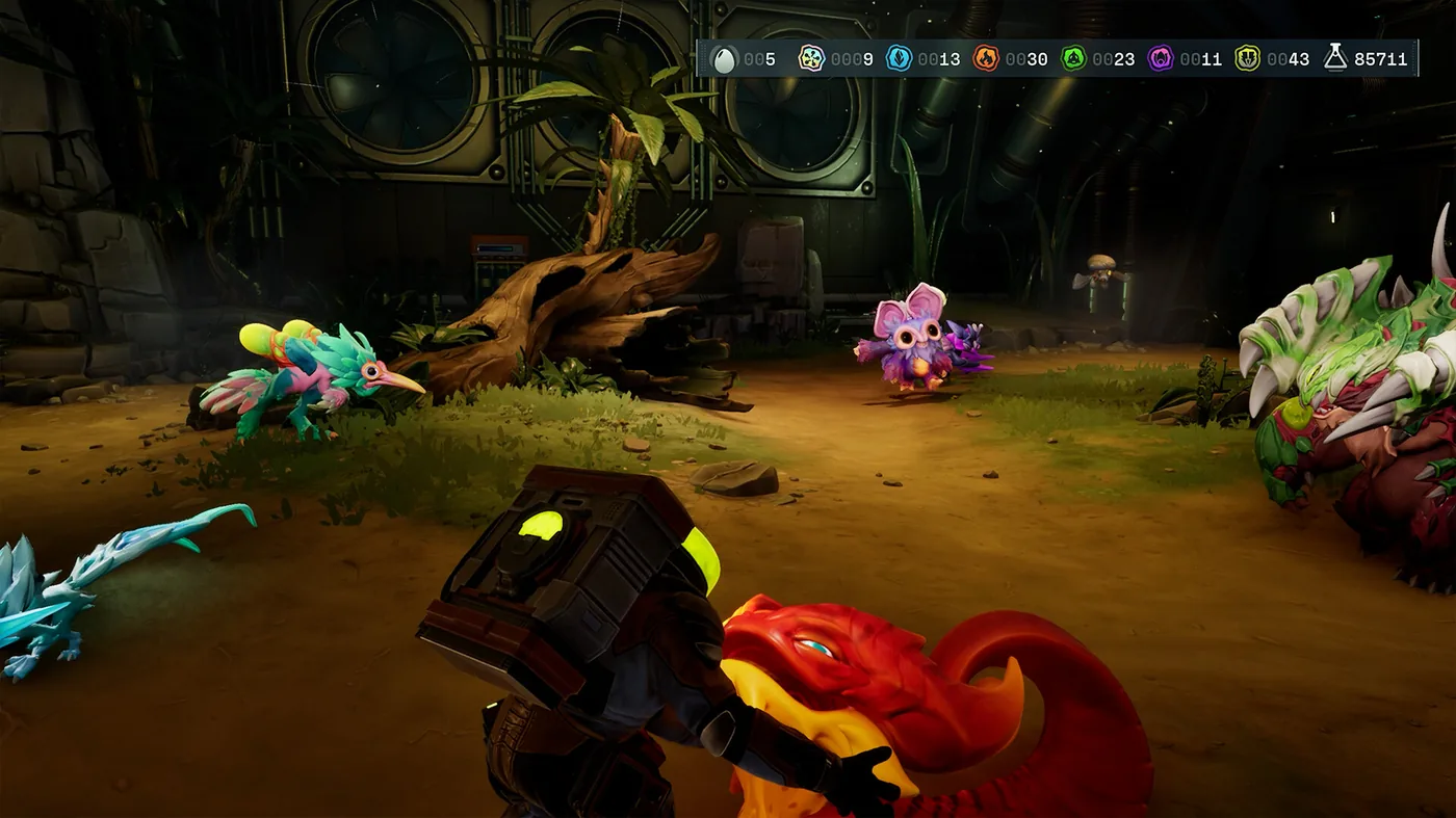Official Voidling Bound screenshot showing several colorful creatures in a laboratory environment